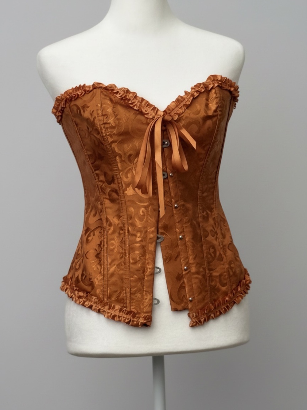 Fairy WhimsiGoth Orange Ruffled Womens Corset Top Boning REN Fair Renaissance